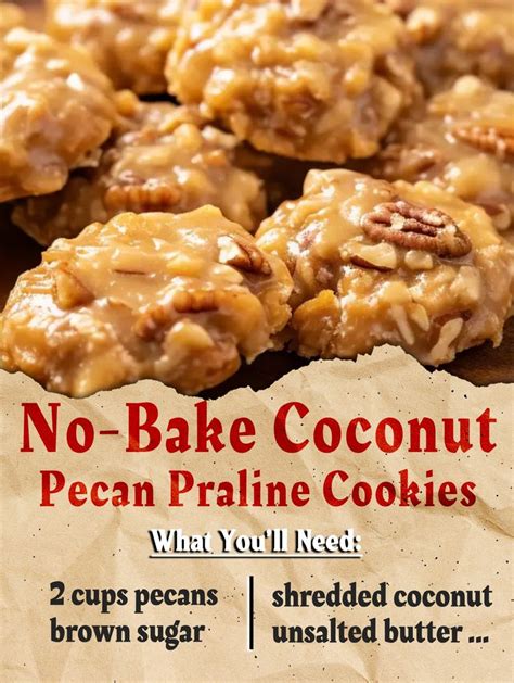 No Bake Coconut Pecan Praline Cookies Tasteful Recipes Coconut