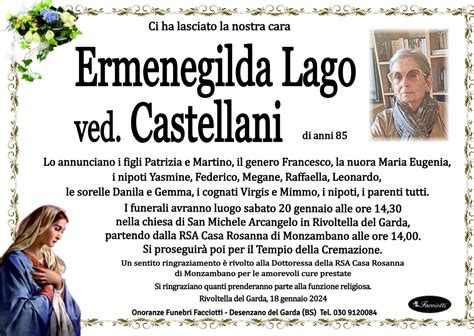 Ermenegilda Lago Ved Castellani Onoranze Funebri Facciotti