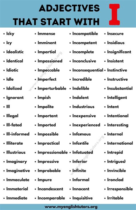 Adjectives That Start With The Letter L