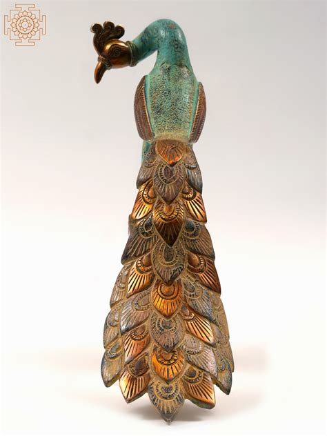 Brass Decorative Peacock Statue Exotic India Art