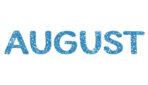 Blue glitter AUGUST Letters Icon. August sign. Design for decorating ...