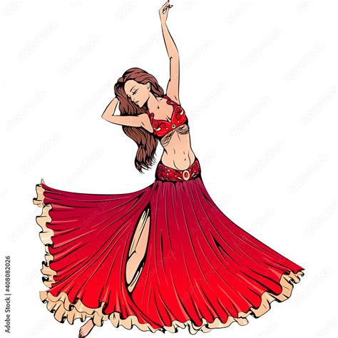 Vecteur Stock Vector Illustration Of Young Dancer Dancing Belly Dance