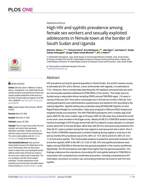 Pdf High Hiv And Syphilis Prevalence Among Female Sex Workers And