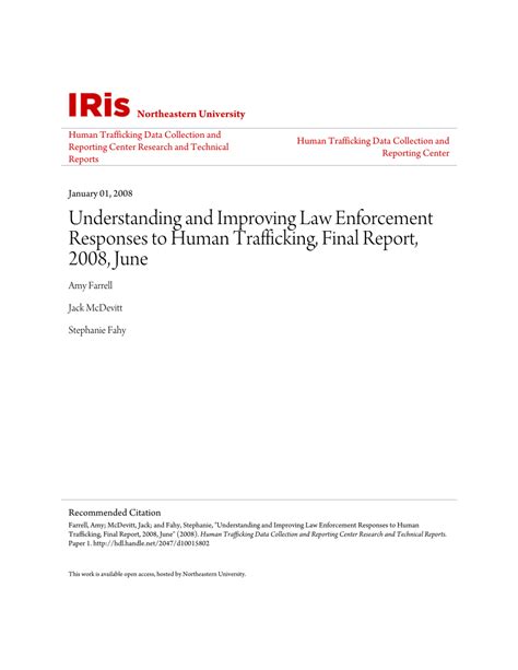 Pdf Understanding And Improving Law Enforcement Responses To Human Trafficking Final Report