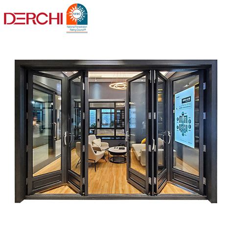 Thermal Break Double Glass Aluminium Folding Door China Sliding Door