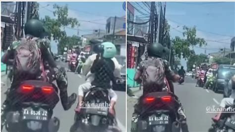 Viral Video Oknum TNI Tendang Motor Seorang Ibu Yang Membonceng Anaknya