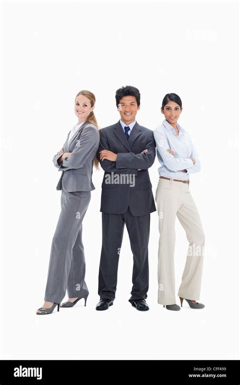 Businessman Surrounding By Two Smiling Women Stock Photo Alamy