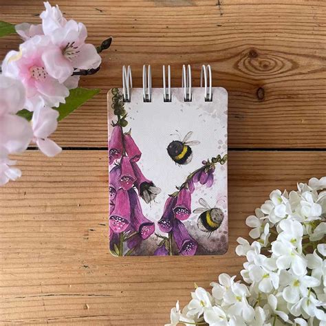 Bees And Foxglove Small Spiral Bound Notepad Alex Clark Art