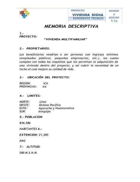 Memoria Descriptiva Rev Region Ica Compress Proyecto Memoria