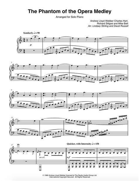 PIANO - Phantom of the Opera - Lindsey Stirling Sheet Music