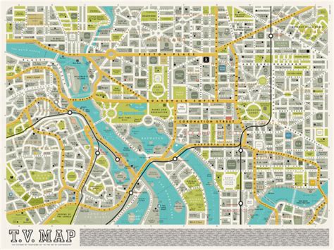 infographic  map  famous places   favorite tv shows