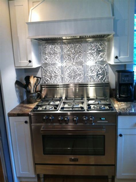 Stainless Steel Stove + Fabulous Tin Backsplash | Decorative Ceiling ...