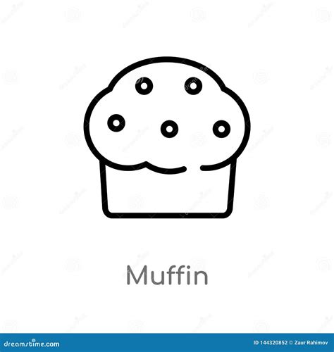 Outline Muffin Vector Icon Isolated Black Simple Line Element