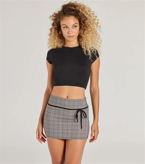 Posh Cutie Bow Trim Plaid Mini Skirt And Windsor