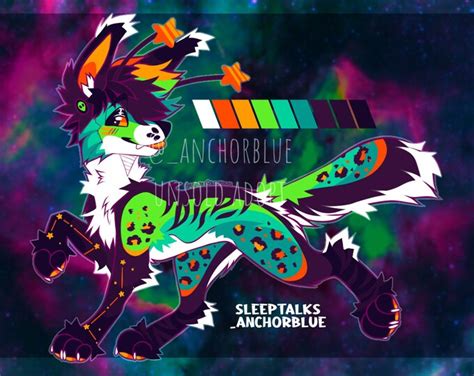 Rainbow Alien Sparkledog Furryfursona Adoptable Etsy