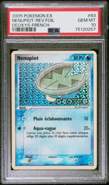 CARTE POKÉMON NÉNUPIOT reverse 63 107 Ex Deoxys PSA 10 FR EUR 260 00