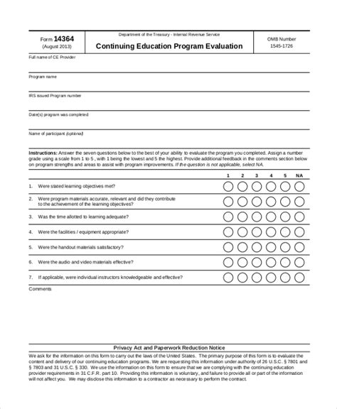 Free 13 Sample Program Evaluation Forms In Pdf Excel Word