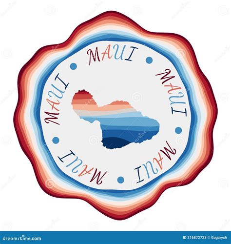 Maui Logo Map Of Maui With Island Name And Flag Vector Illustration