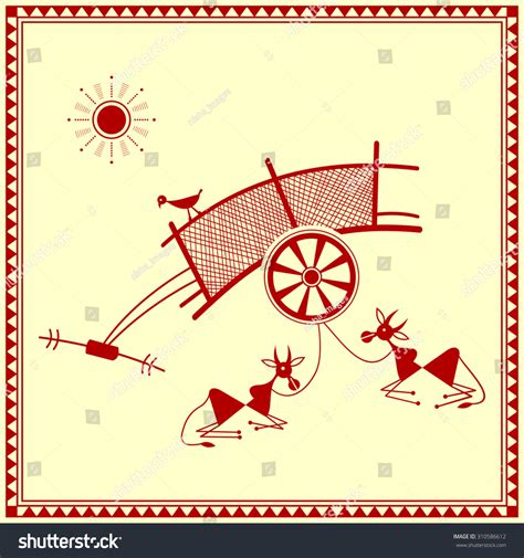 Indian Tribal Painting Warli Painting Bullock Stock Vector Royalty