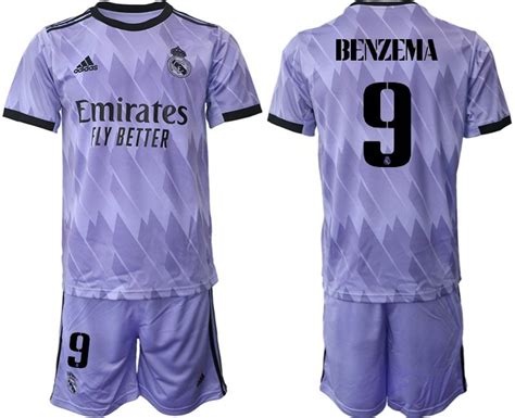 Men S Real Madrid 9 Karim Benzema 22 23 Purple Away Soccer Jersey Suit