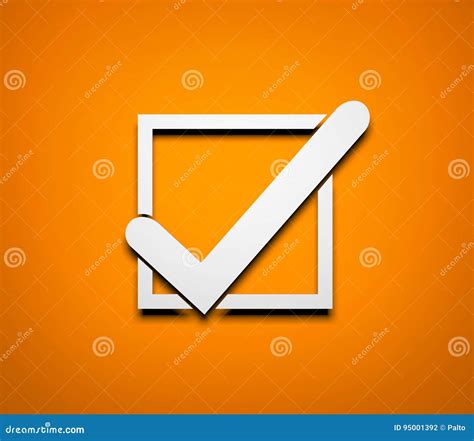 check mark white check mark  orange background stock illustration