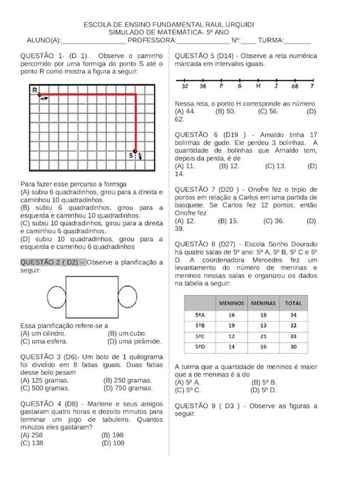 DOCX Simulado de matemática 5ºano DOKUMEN TIPS