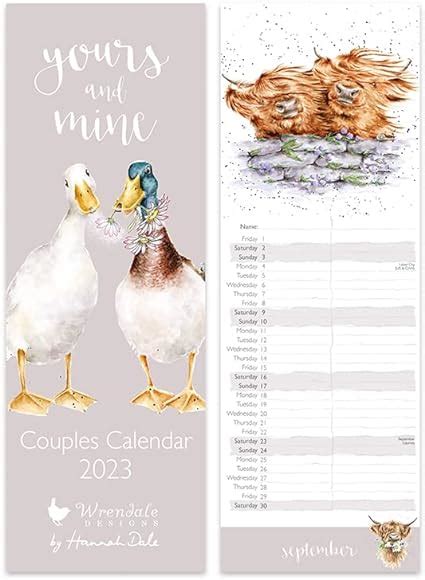 Wrendale Designs Yours And Mine 2023 Slim Calendar Amazon Co Uk