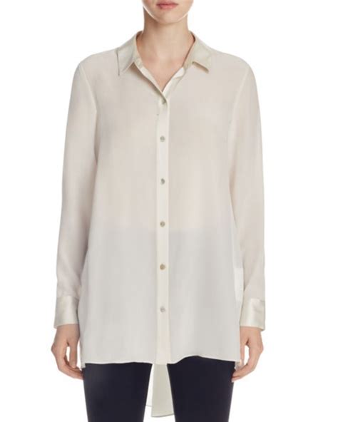 Eileen Fisher High Low Silk Button Down Tunic Eileen Fisher Womens