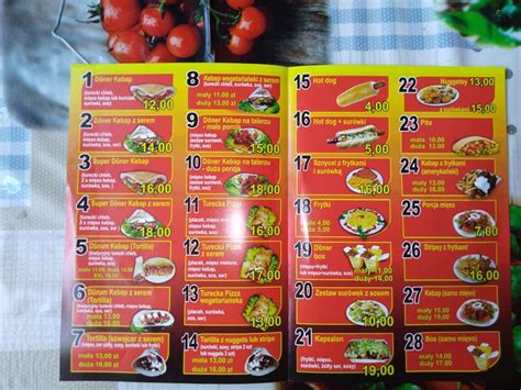 Menu at King Kebap Paweł Żukowski restaurant Krosno Odrzańskie