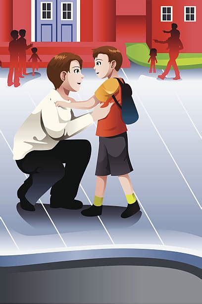 Parent Picking Up Child From School Illustrations Royalty Free Vector