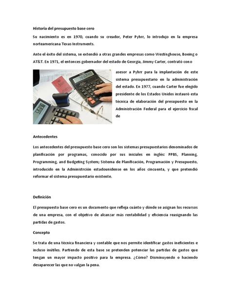 Historia Del Presupuesto Base Cero Pdf