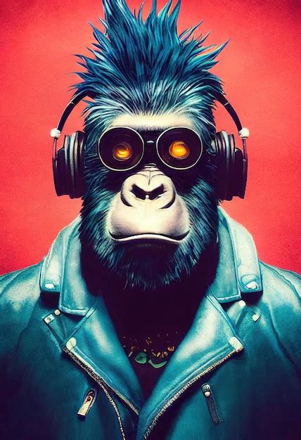 Retrato De Um Macaco Punk Macaco M Sico De Rock Macaco Hipster