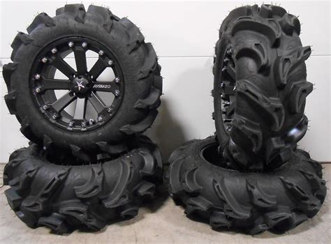 MSA Black Kore 14 UTV Wheels 27 Mega Mayhem Tires Kawasaki Mule Pro