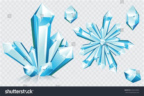 Collection Blue Ice Crystals Crystal Snowflake Stock Vector (Royalty ...