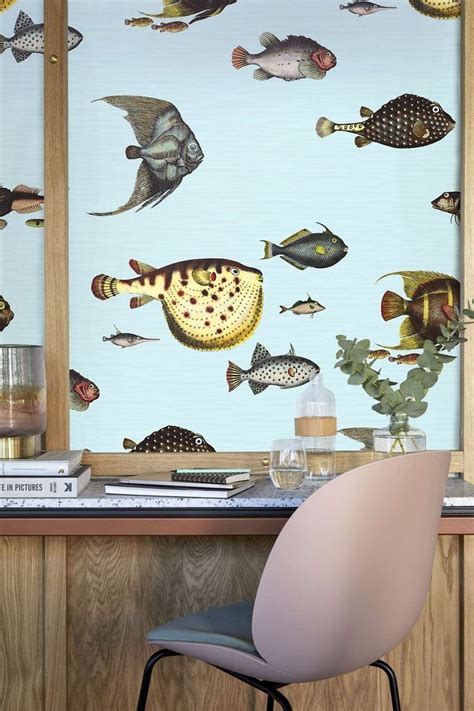 Vintage Fish Wallpaper Marine Life Wall Art Beach House Wall Decor