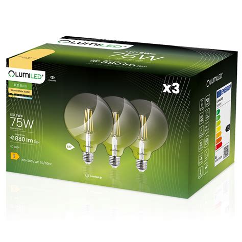 3x Żarówka LED Dekoracyjna E27 G95 8W 3000K Globe 737573 Filament