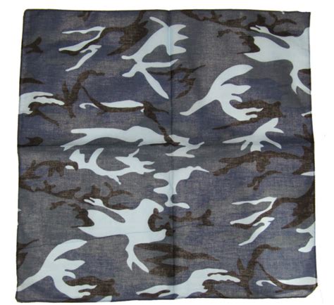 22x22 Woodland Camo Camouflage Blue Light Blue Black Bandana Ebay