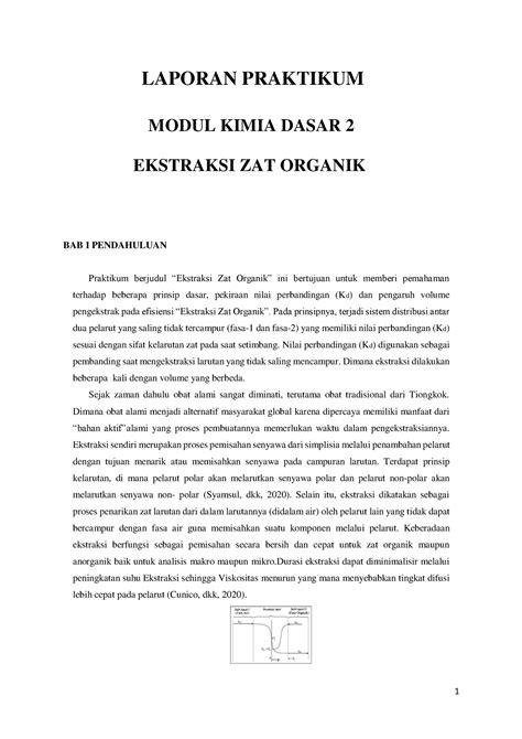 Laporan Praktikum Modul Kimia Dasar 2 Ekstraksi ZAT Organik LAPORAN