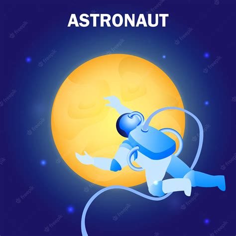 Astronauta Flotando En El Espacio Ilustración Plana Vector Premium