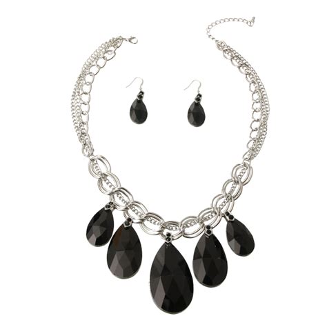 Buy Wholesale from US Black Teardrop Necklace Set