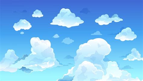 Cielo Azul De Dibujos Animados Nubes De Verano Realistas Paisaje De