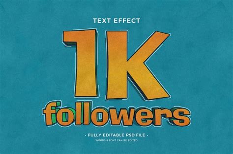 Premium PSD 1k Followers Text Effect