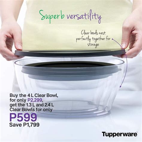 Tupperware Clear Bowl L Or L With Seal Clearmate Bowls Level