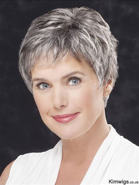 Cropped Wigs Lace Front Grey Wigs Uk Short Glueless Wigs For Older