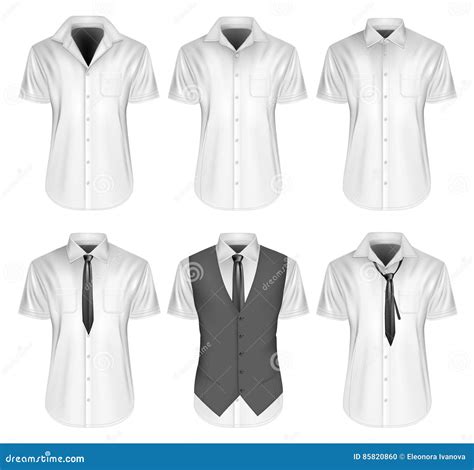 Mens Short Sleeve Formal Button Down Shirts Stock Vector Illustration