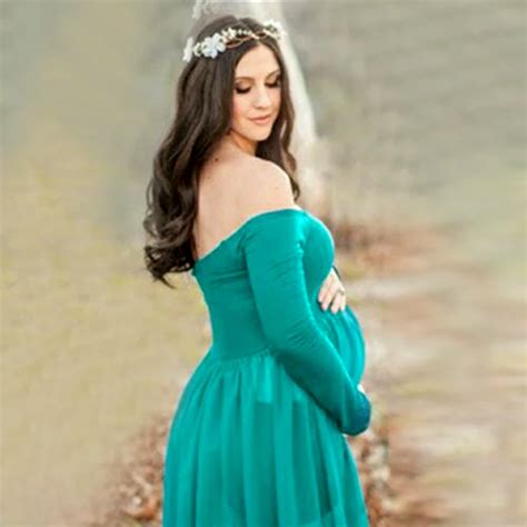 Smdppwdbb Maternity Dress Photo Shoot Maxi Maternity Gown Split Front