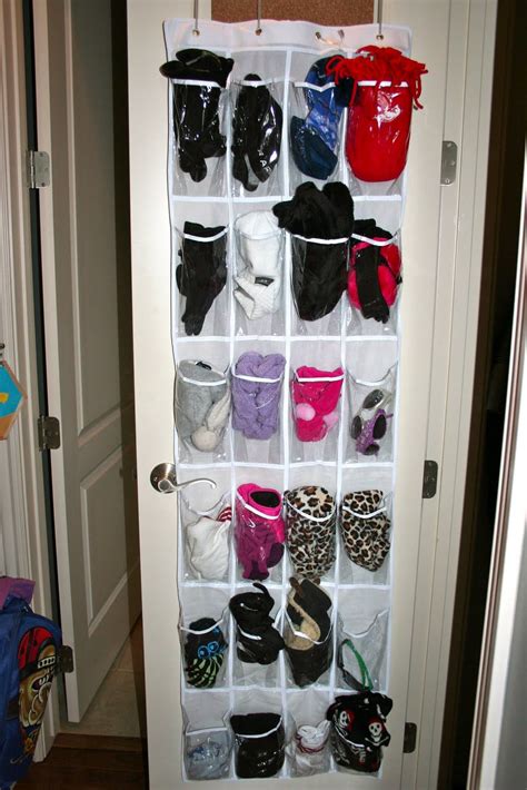 Hat And Mitts Organized On The Back Of A Door Organization Home