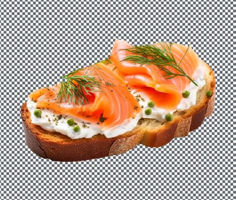 Premium Psd Yummy And Delicious Smoked Salmon Crostini Isolated On