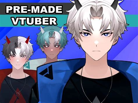 Premade Vtuber Color Customizable, 6 Toggle Switches, 7 Cute Emotes Full Body/ Fully Rigged ...