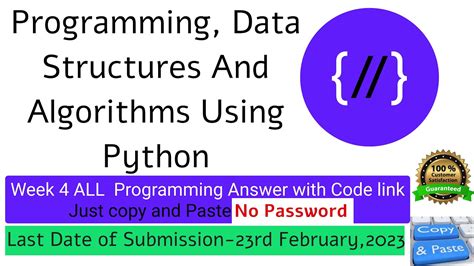 Nptel Programming Data Structures And Algorithm Using Python Week